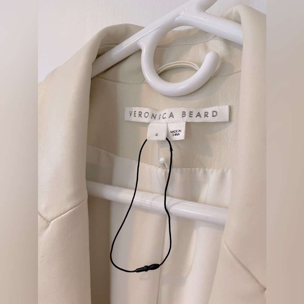 SOLD - NEW WITHOUT TAGS VERONICA BEARD Beacon Dickey Faux Leather Ecru Jacket 4 - Picture 14 of 15